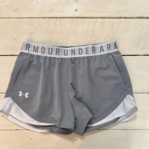 Under Armour Gray and White Athletic Shorts